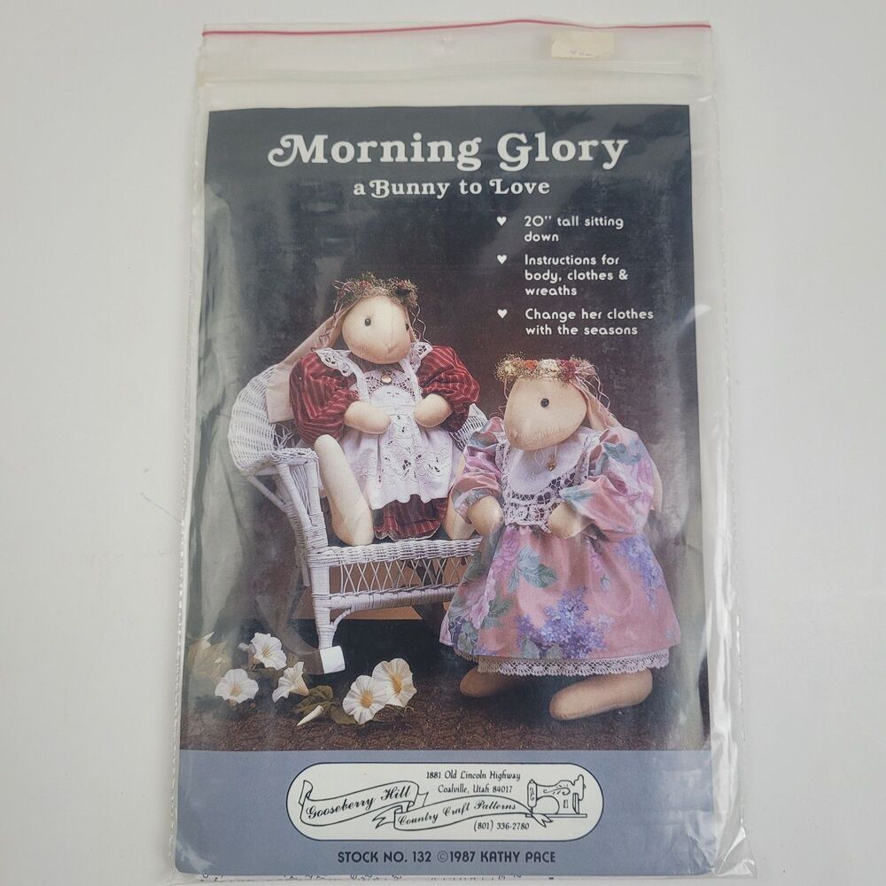Morning Glory 20" Tall Bunny & Clothes Patterns Gooseberry Hill Country Crafts